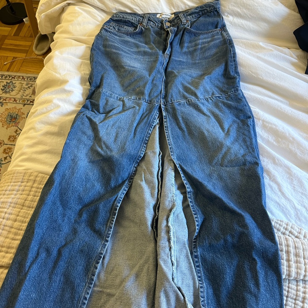 Denim Maxi Skirt with Front Slit